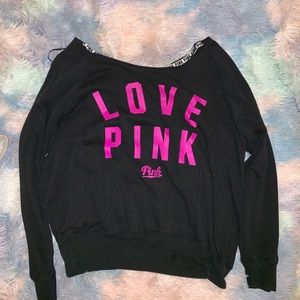 Pink off the shoulder sweater long sleeve